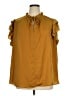 DKNY Jeans 100% Polyester Gold Short Sleeve Blouse Size 1X - photo 1
