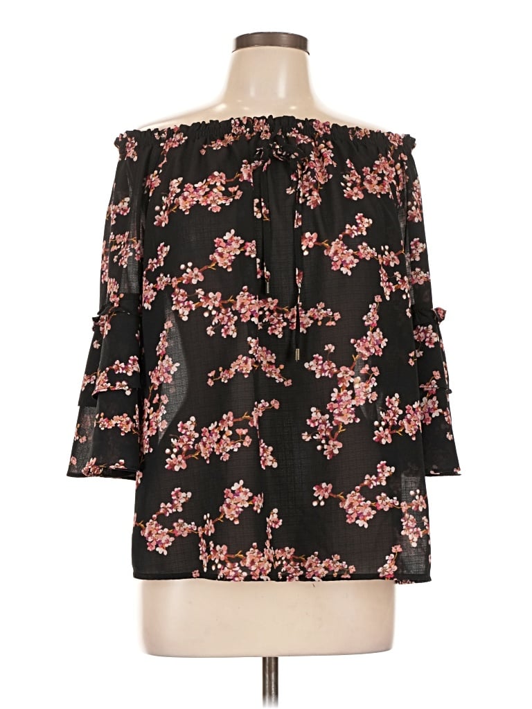 Pre-owned Xhilaration 3/4 Sleeve Blouse In Black