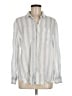 H&M 100% Linen Stripes Silver Long Sleeve Button-Down Shirt Size M - photo 1