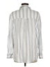 H&M 100% Linen Stripes Silver Long Sleeve Button-Down Shirt Size M - photo 2