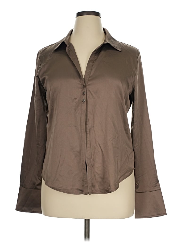 Pre-owned Wild Fable Long Sleeve Blouse In Brown