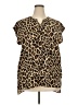 Worthington 100% Polyester Animal Print Brown Short Sleeve Blouse Size XXL (tall) - photo 1