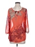 Roz & Ali 100% Polyester Orange 3/4 Sleeve Blouse Size S - photo 1