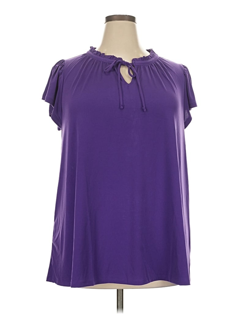 Pre-owned Lane Bryant Short Sleeve Blouse In Purple