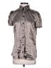 I.N. Studio Houndstooth Gray Brown Short Sleeve Blouse Size S - photo 1