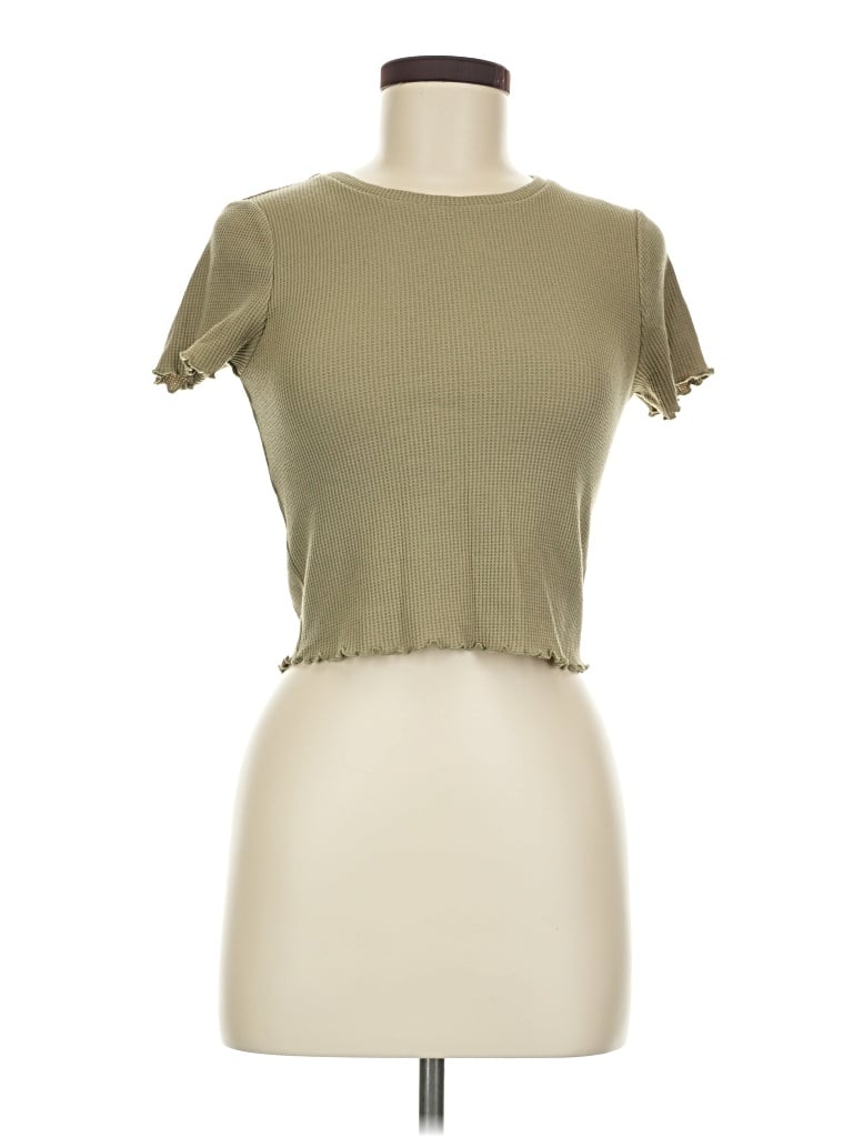 Pre-owned Wild Fable Short Sleeve Top Green Sweetheart Neckline Tops