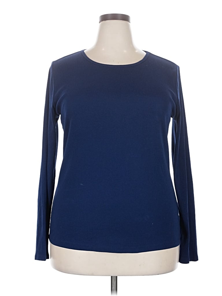 Pre-owned Liz Claiborne Long Sleeve T-shirt In Blue