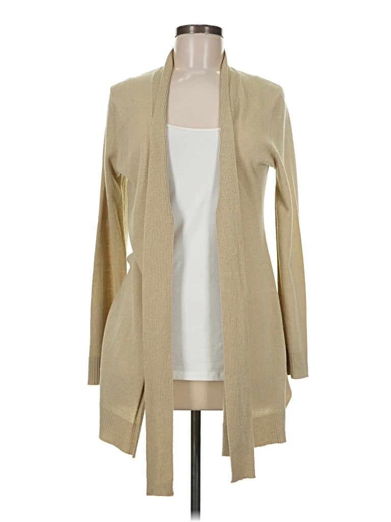 Pre-owned Cable & Gauge Cardigan Sweater In Tan