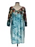 Unbranded 100% Polyester Tropical Teal Cocktail Dress Size L - photo 1