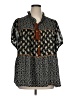 Rain 100% Polyester Black Short Sleeve Blouse Size XL (estimated) - photo 1