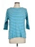 L.L.Bean 100% Cotton Stripes Teal 3/4 Sleeve Top Size L - photo 1