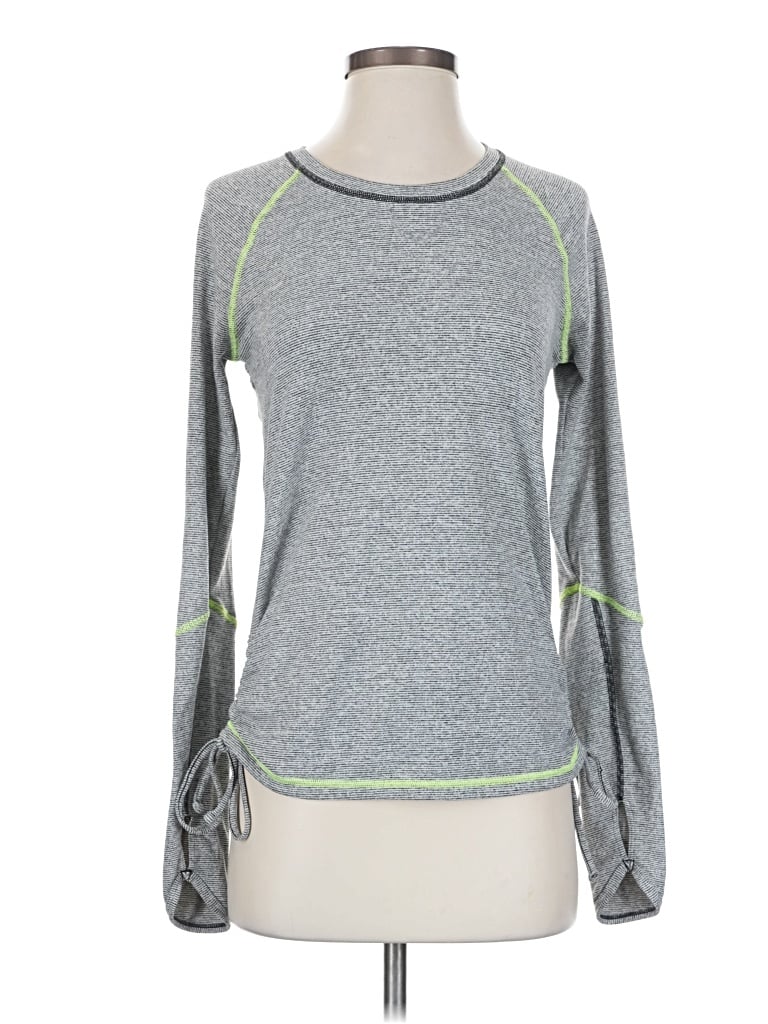 Pre-owned Lucy Long Sleeve Top Gray Crew Neck Tops