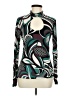 Bisou Bisou Graphic Teal Long Sleeve Blouse Size M - photo 1