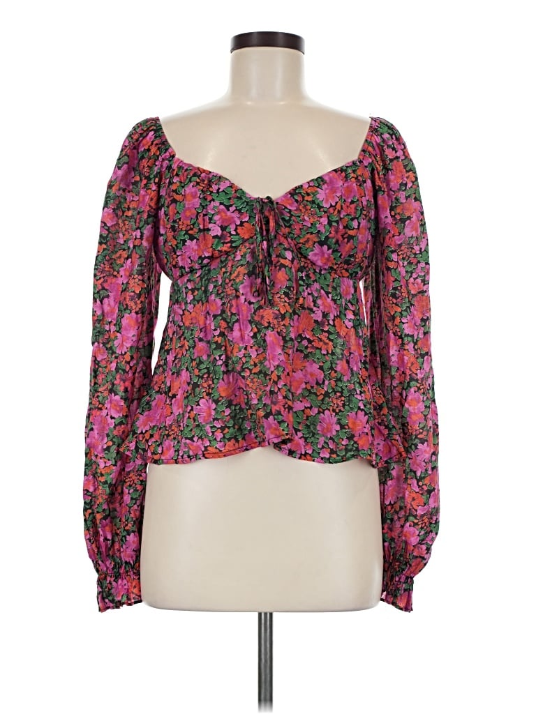 Pre-owned Blu Pepper Long Sleeve Blouse In Pink