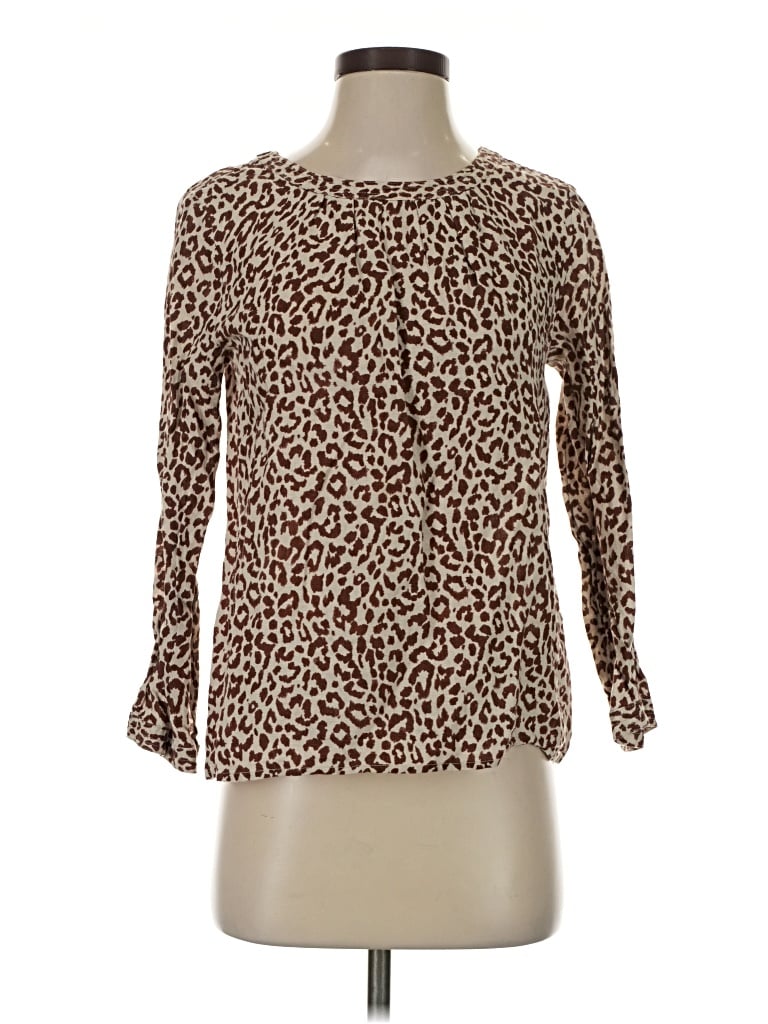 Pre-owned Jcrew Long Sleeve Blouse In Brown