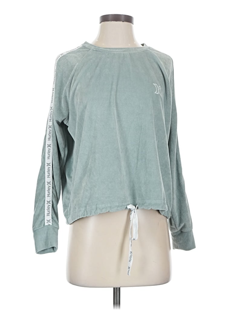 Pre-owned Hurley Long Sleeve Top Teal Mock Neckline Tops