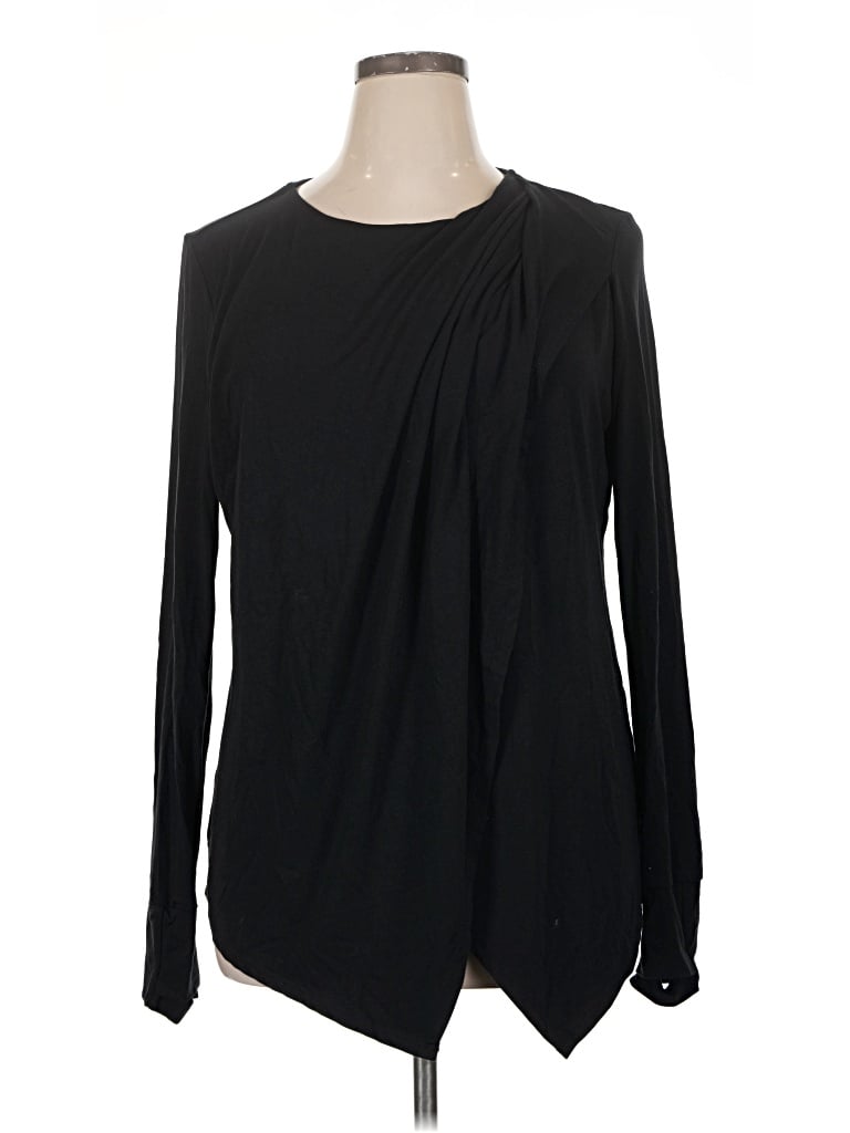 Pre-owned Betabrand Long Sleeve Top Black One Shoulder Neckline Tops
