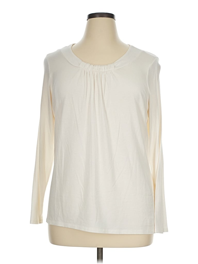 Pre-owned Coldwater Creek Long Sleeve T-shirt In Ivory