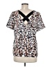Cooper & Ella 100% Polyester Animal Print Brown Short Sleeve Blouse Size M - photo 2