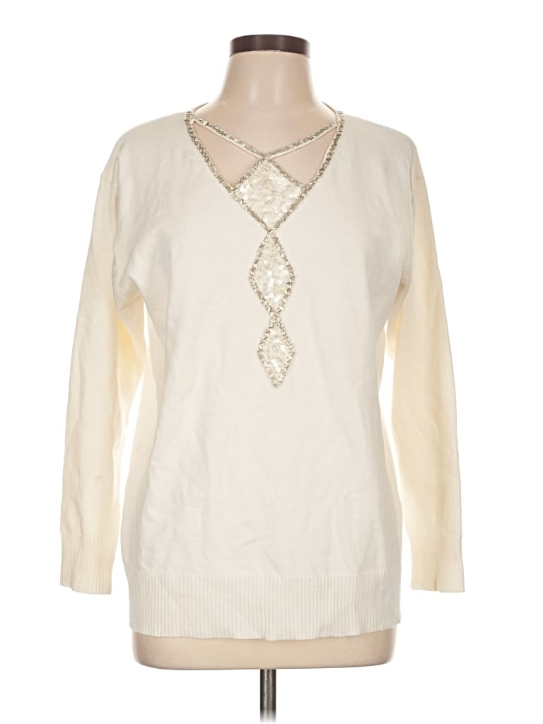 Pre-owned Bob Mackie Pullover Sweater In Ivory
