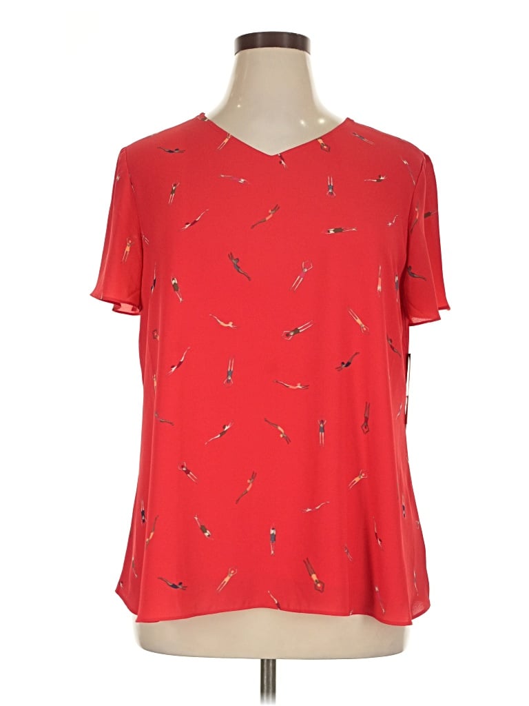 Nic + Zoe Short Sleeve Blouse In Red