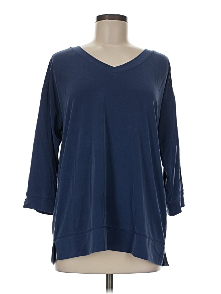 Pre-owned Zenergy By Chico's 3/4 Sleeve T-shirt In Blue