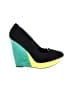 Qupid Color Block Green Wedges Size 8 1/2 - photo 1