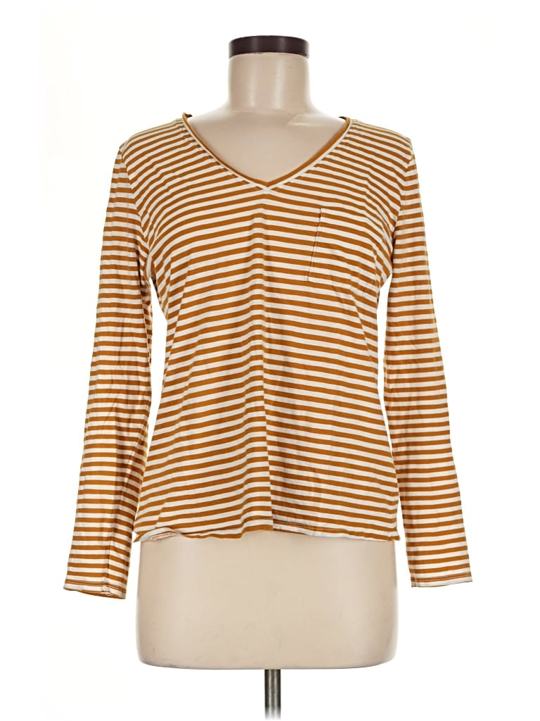 Pre-owned Jjill Long Sleeve Henley Shirt In Gold