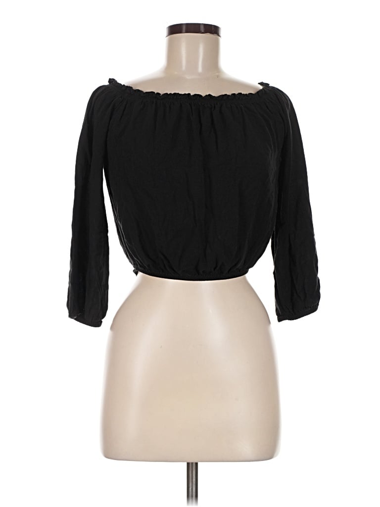 Pre-owned Brandy Melville 3/4 Sleeve Blouse In Black