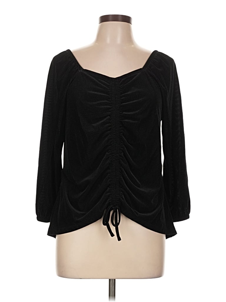 Pre-owned Cato 3/4 Sleeve Top Black Sweetheart Neckline Tops