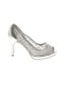 Adrianna Papell Metallic Silver Heels Size 8 1/2 - photo 1