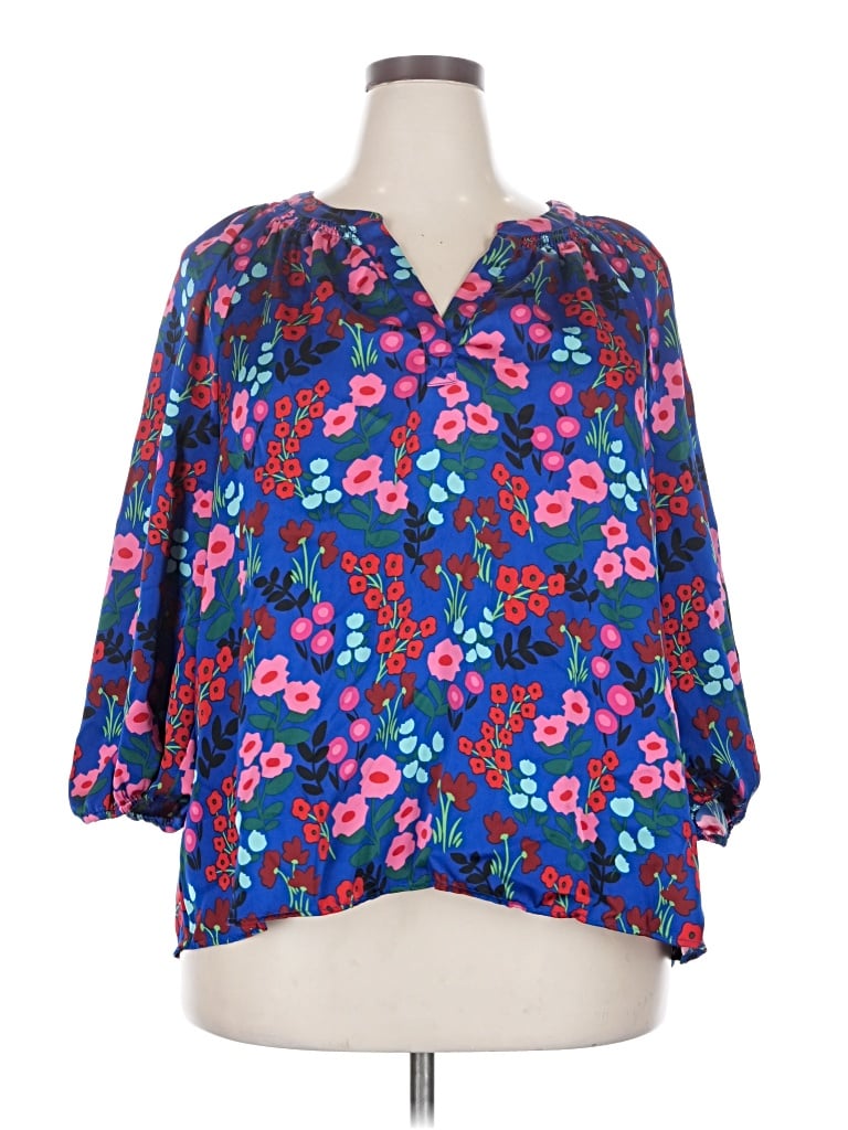 Pre-owned Crown & Ivy 3/4 Sleeve Blouse In Blue