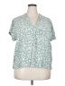 Gap 100% Rayon Floral Teal Short Sleeve Blouse Size XXL - photo 1