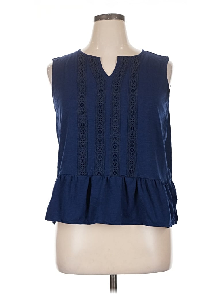 Pre-owned St. John's Bay Sleeveless Blouse In Blue