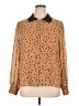 DR2 100% Polyester Polka Dots Brown Long Sleeve Blouse Size XL - photo 1
