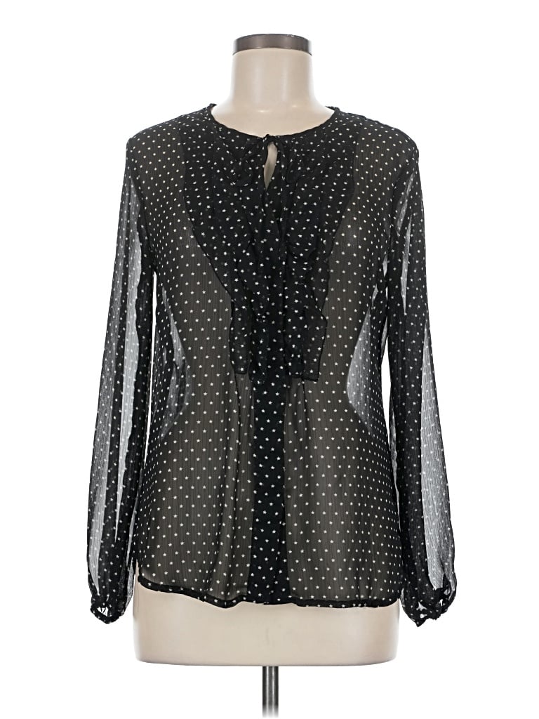 Pre-owned A.n.a. A New Approach Long Sleeve Blouse In Black