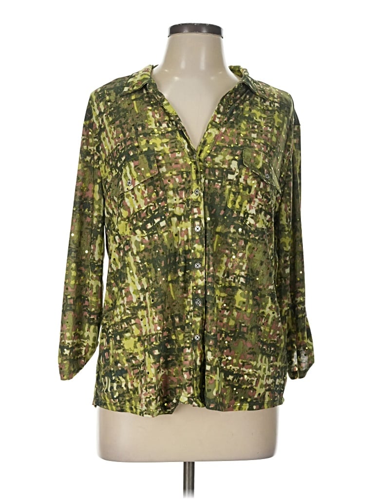Pre-owned Emily Daniels 3/4 Sleeve Blouse In Green