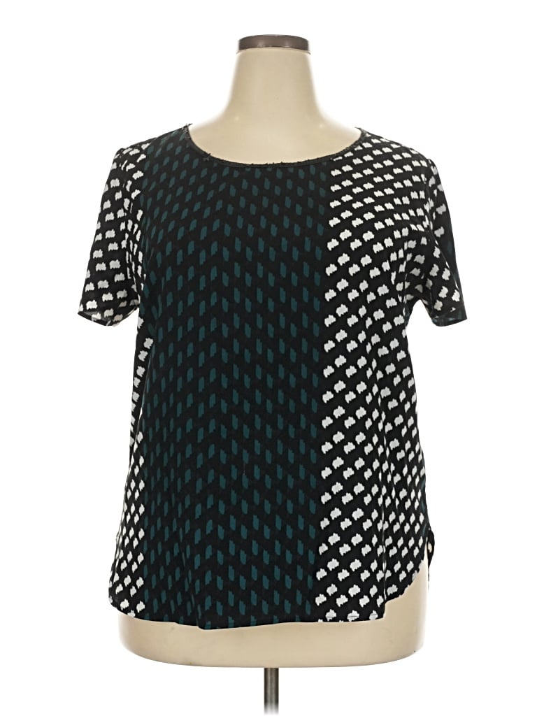 Pre-owned Jaclyn Smith Short Sleeve Top Teal Square Neckline Tops