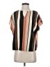 Shein 100% Polyester Stripes Brown Short Sleeve Blouse Size 4 - photo 1