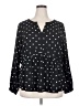 Ann Taylor LOFT 100% Polyester Polka Dots Black Long Sleeve Blouse Size 20 - photo 1