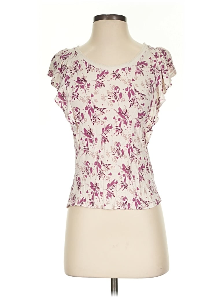 Pre-owned Elle Short Sleeve Top Pink Sweetheart Neckline Tops