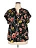 Vince Camuto 100% Polyester Floral Black Short Sleeve Blouse Size XXL - photo 1