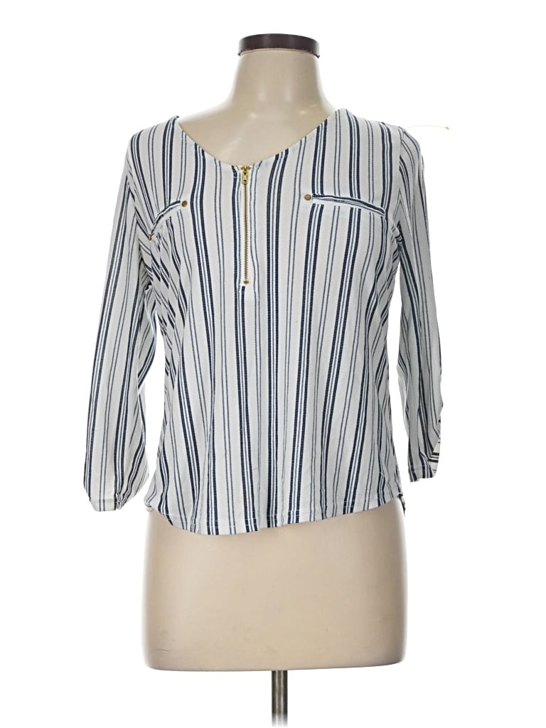 Pre-owned The Workshop 3/4 Sleeve Blouse In Blue
