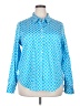 Ruby Rd. 100% Cotton Print Blue Long Sleeve Button-Down Shirt Size 18 - photo 1