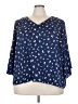 Lane Bryant 100% Polyester Blue 3/4 Sleeve Blouse Size 22 - 24 Plus - photo 1