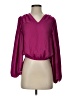 Express 100% Polyester Burgundy Long Sleeve Blouse Size XS - photo 1