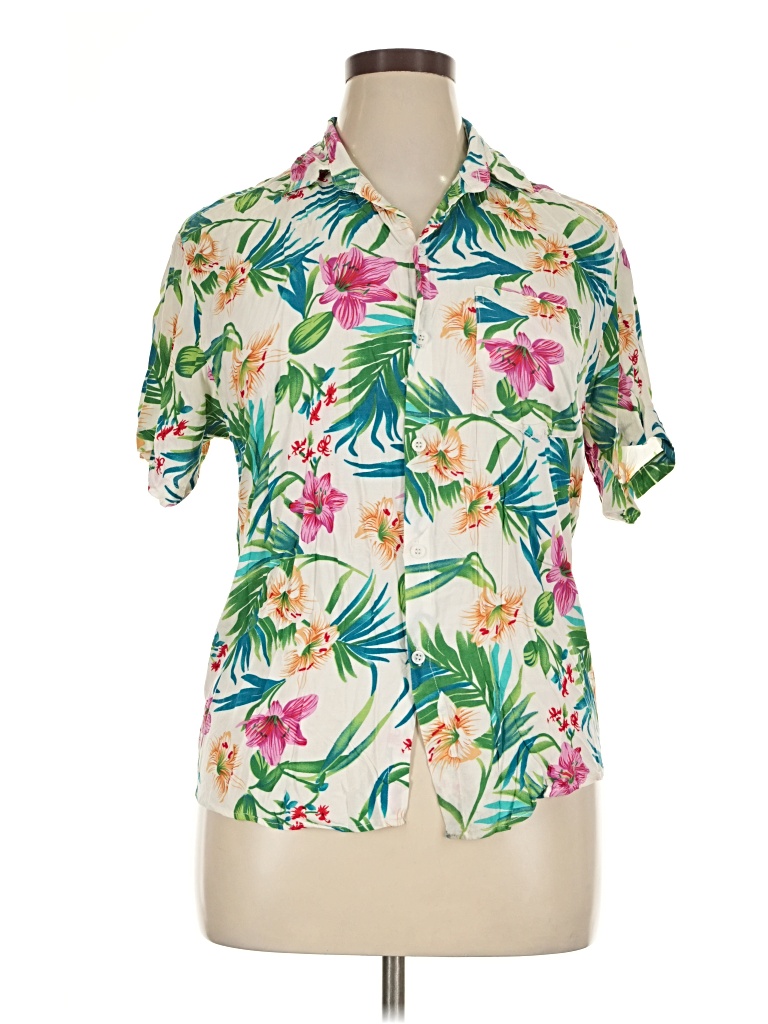 Pre-owned Assorted Brands Short Sleeve Blouse In Ivory