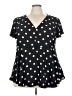 Torrid 100% Polyester Polka Dots Black Short Sleeve Blouse Size 3X Plus (3) - photo 1