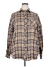Unbranded 100% Polyester Plaid Tan Long Sleeve Blouse Size XXL - photo 1