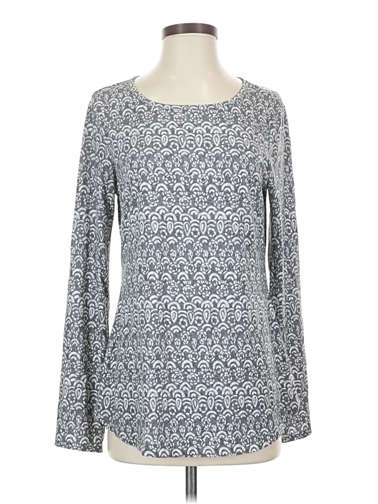 Pre-owned Title Nine Long Sleeve Top Gray Boatneck Tops
